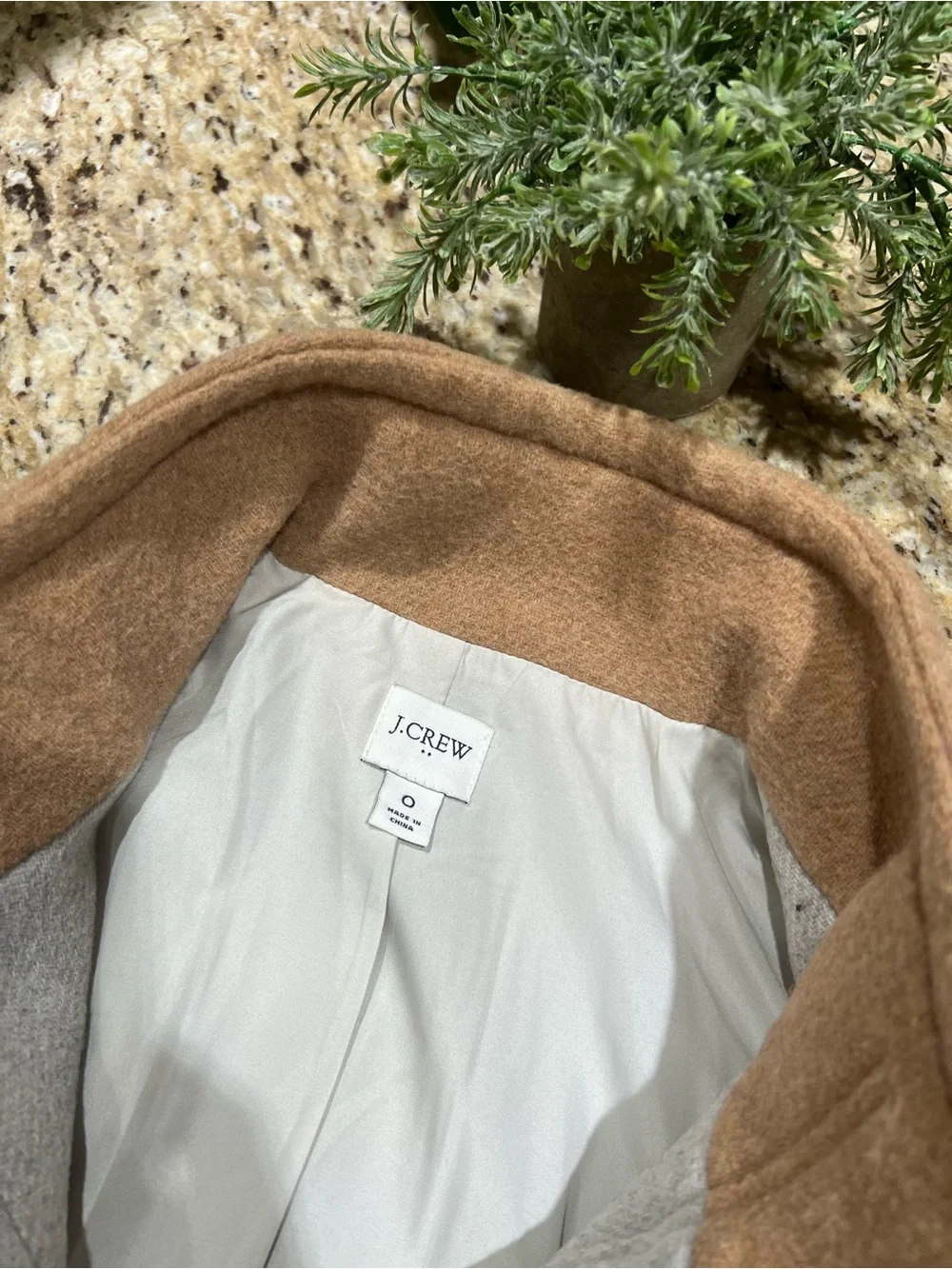 J. Crew Tan and Cream Colorblock Wool City Coat 0
